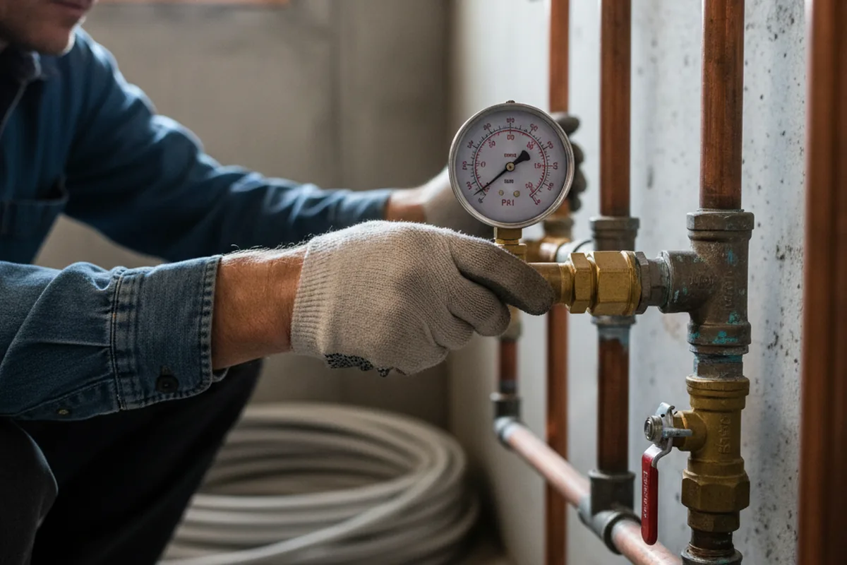 Pressure testing a repaired line during Water Line Repair in Morrilton